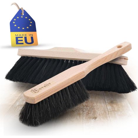 Brosse à main + balai d'intérieur, crin de cheval, poils fins d'animaux, crins de queue, balai à main, balai à main (1, balai + balai d'intérieur)