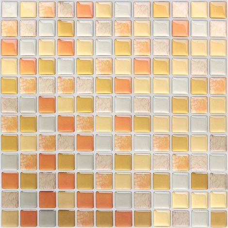 Yellow Self Adhesive Tile Wallpaper 24x24cm Mosaic Style Wall Sticker Waterproof Decorative Film for Bathroom and Kitchen Wall Tiles