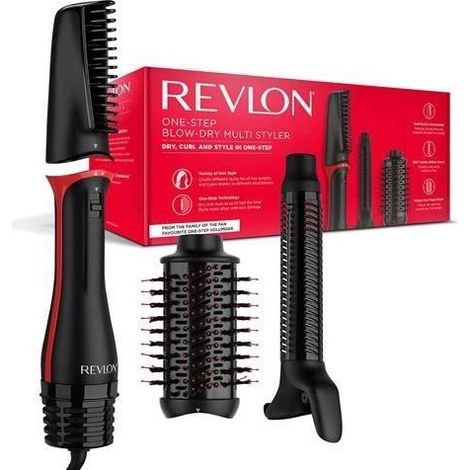 Revlon RVDR5333E Brosse chauffante noir, rouge avec fonction boucleur (1/5)