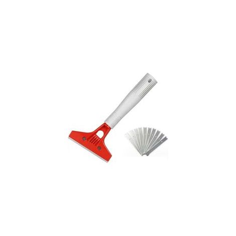 Grattoir pour Plaque avec 10 Lames Métalliques, Outils de Nettoyage des Sols en Carreaux de Verre