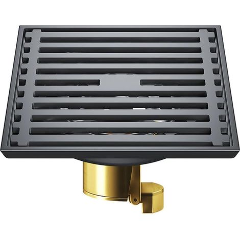 Square Floor Drain with Backflow Preventer, 4x4 inch, 304 Stainless Steel, for Kitchen Bathroom Balcony Backyard, Gunmetal Gray with Brass Core (1/5)