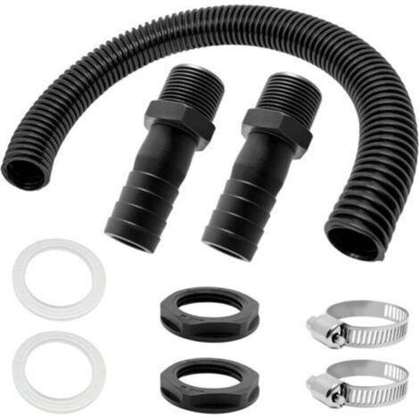 Trop Plein Cuve,2 Pcs Trop Plein Cuve Eau 1000L,Raccord Recuperateur d Eau de Pluie,Kit de Jumelage Cuve mit Joints,Tuyau de Raccordement et 2 Embouts avec Contre-écrous pour Cuve Eau (B)