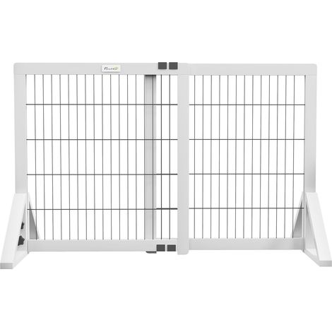 1 barrière de sécurité, largeur réglable 63-106 cm, bois de pin et acier, hauteur 67 cm, pour escalier et couloir (1/5)
