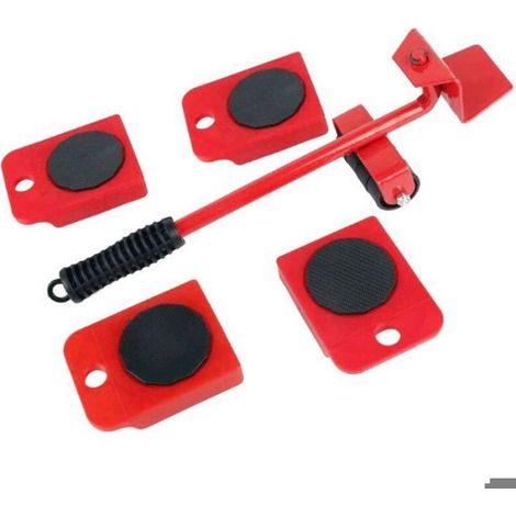 Kit Déménagement Meubles - Levier À Roulettes Et 4 Patins - Charge Max 150 Kg - Pour Sol Stable - 1 Pièce (1/4)
