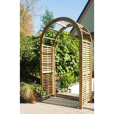 Jagram Wooden Garden Rose Arch Contemporary Pergola Plant Support Round Top (1/5)