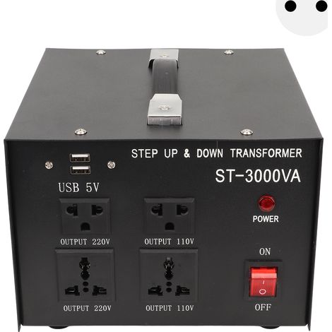 Transformateur de tension 110V vers 220V, convertisseur élévateur/abaisseur 220V-110V, entrée réglable, prise UE, 110V-120V/220V-240V, adaptateur secteur (1/5)
