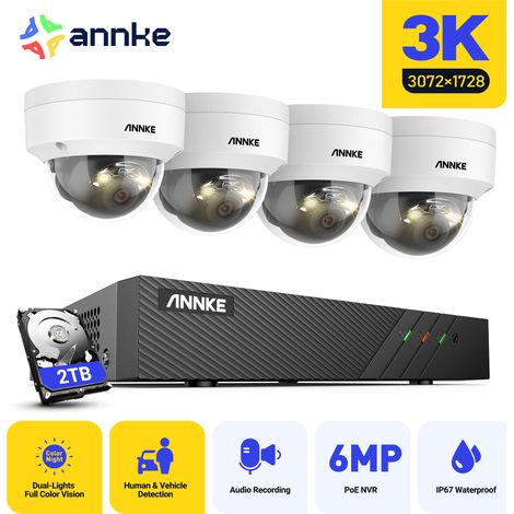 ANNKE Outdoor 3K 4 Dome Cameras 2.8mm Lens,AI Human/Vehicle Detection,Built-in microphone,IP67 Waterproof - 2TB HDD (1/5)