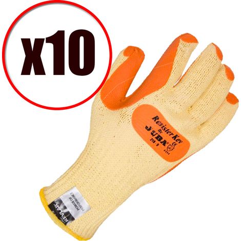 Lot de 10 paires de gants de travail latex vulcanisé anti coupure Resister EN388 (1/5)