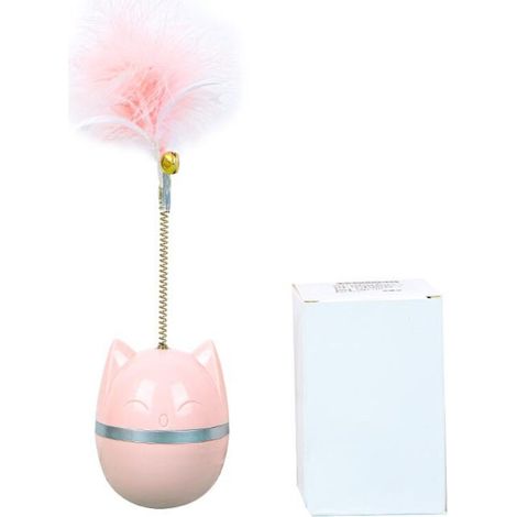 Giocattolo per gatti a forma di bacchetta, giocattolo interattivo con piume e campanellino per stimolare gli istinti dei gatti domestici, colore rosa gattino. (1/5)