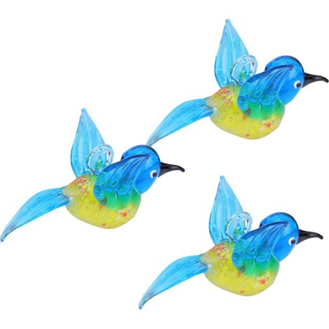 3pièces Figurine Oiseau-Mouche Verre Ornement de Table Décoration Intérieure Objet Décoratif Décoration de Bureau Lot (1/5)