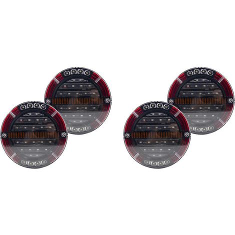 4 feux arrière ronds à LED pour remorque avec feu stop, feux de jour et clignotants intégrés, pour voiture, camion, bateau, bus, caravane, 12 V/24 V (1/5)