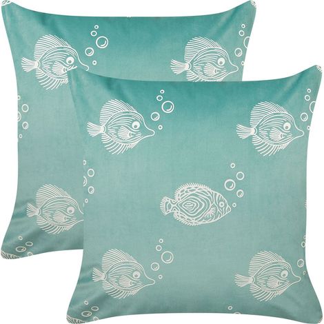 Dekokissen 2er Set SOLIDAGO Samtstoff 45 x 45 cm Grün (1/5)