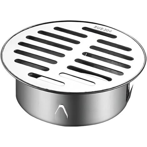 Pair Drain de Plancher, Siphon de Sol Anti-Blocage de Balcon en Acier Inoxydable, Siphon de Sol pour Douche, Rond Anti-Blocage (110 Bouche Plate) (1/5)