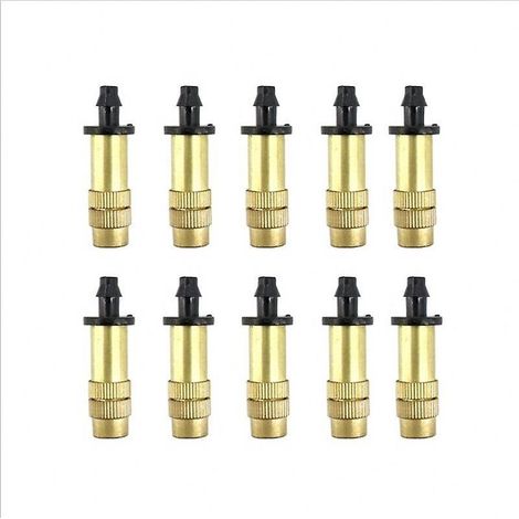 Lot de 10 buses de brumisation en cuivre, buses de brumisation réglables, buses en laiton, arroseurs brumisateurs pour l'irrigation de jardin-AquaForge (1/5)
