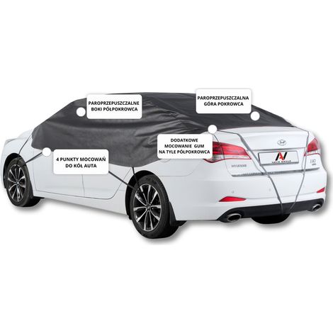 Telo copriauto a metà per berlina L 320, classico nero. (1/5)