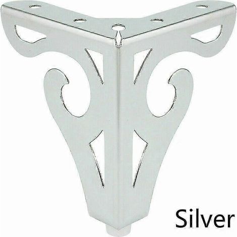 4 pieds de canapé en métal avec pieds ajourés pour table et meuble (Argent) (1/5)