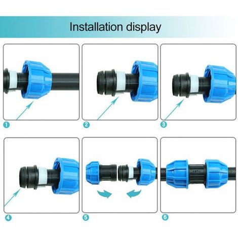 Adaptateurs de tuyau en plastique - - Lot de 4 pièces - Connecteur droit 32 mm à 32 mm - Plastique PE durable (1/5)