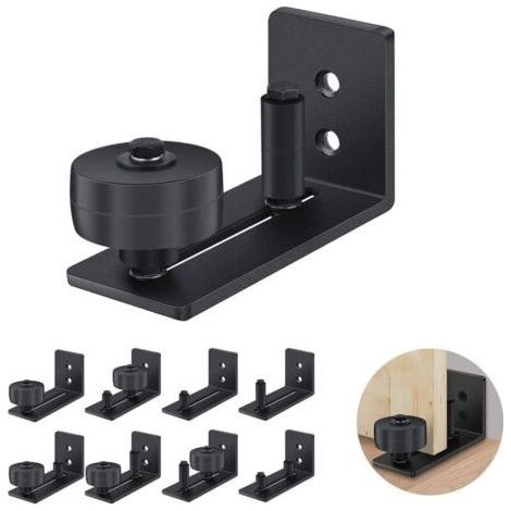 FENOPLASTICA1pcs Guide de Porte Coulissante Robuste en Acier-au Carbone Noir-Rouleau Rglable-Systme de Fixation Murale (1/5)