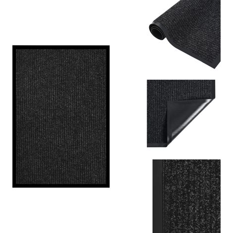 Paillasson rayé Anthracite 80x120 cm - Tapis D'entrée - Paillasson Intérieur - Paillasson Extérieur - Antidérapant - Noir (1/5)