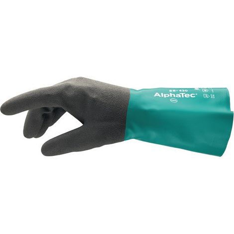 Guante de protección química AlphaTec 58-430 Talla 10 verde / gris EN 388.EN 374.EN 1149 Kat.III (Paquete de 12)