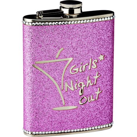 Premiere Housewares 0508075 Fiaschetta Girls Night out, 8 oz, Acciaio Inox, Rosa Caldo (1/4)