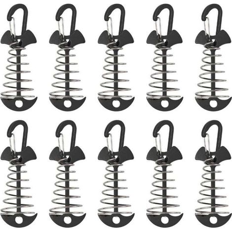Piquets d'ancrage de terrasse, XU, 10 pièces en alliage d'aluminium coupe-vent avec boucle à ressort, Ancre portable pour le camping en plein air - KZQ (1/4)