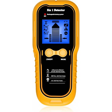 5 in 1 Wall Stud Finder – Metal Live Wire Detector 3.8cm Stud 6cm Metal 5cm Wire Depth – USB C Rechargeable LCD Display Auto Center for Wood Metal Wire