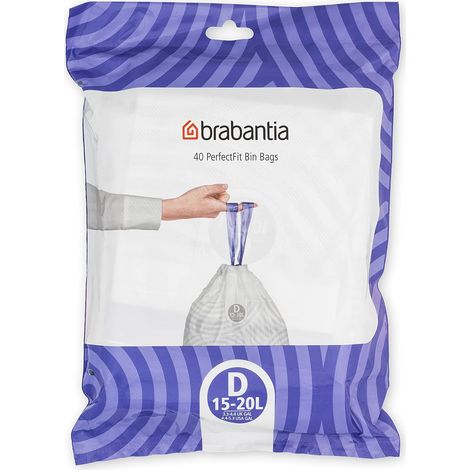 Sacs Poubelle PerfectFit (Code D - 15L / 20L), Ultra Résistant, Poignées Coulissantes (40 Sacs) (1/5)