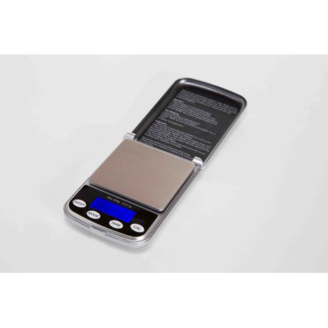 Perel Digitale Präzisionswaage 500 g, Genauigkeit bis 0,1 g, LCD-Display mit Hintergrundbeleuchtung, Tara-Funktion, automatische Abschaltung, kompakte Taschenwaage, grau (1/5)