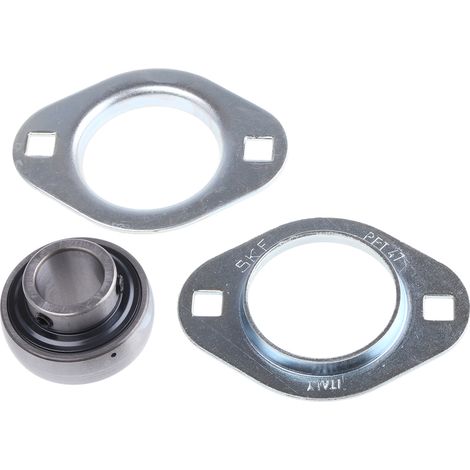 Palier à roulement SKF, diam int 20mm, 2 trous de fixations en Acier Pressé ( Prix pour 1 )