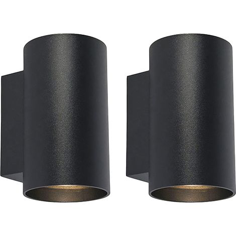 QAZQA Appliques sandy - Design - Acciaio - Nero - Cilindro Max. 2 x Watt