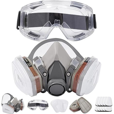 Demi-visage réutilisable , masque à vapeur organique et masque anti-poussière pour la peinture , le polissage mécanique , la bûche , le soudage et d'autres travaux (1/4)