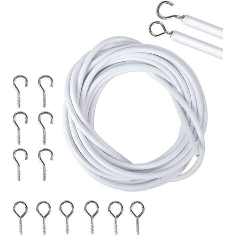 QORVA-5M Crochet Rideau, Rideau Caravane, Cordon de Rideau Blanc, Kits de Cordon de Rideau, Tringle à Rideau de Douche