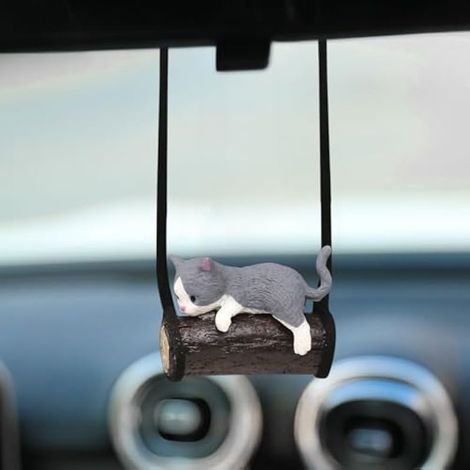 Décoration de voiture en forme de chat à suspendre, accessoires de rétroviseur, décorations d'intérieur de voiture mignonnes pour femmes et filles (1/5)