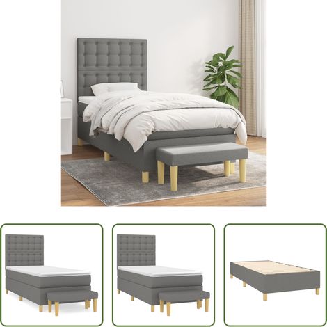 Sommeil réparateur - Sommier à lattes de lit avec matelas Gris foncé 80x200 cm Tissu (1/5)