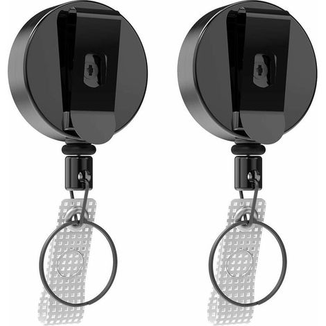 Porte-clés extensible amélioré en 2 parties, cordon extensible ultra-résistant avec fil d'acier épais pour clés, porte-cartes, porte-cartes d'identité - Fil d'acier rétractable de 70 cm (1/5)