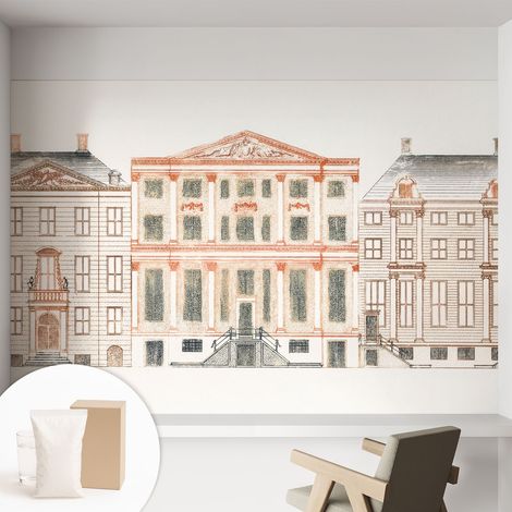 Papier peint intissé pour salon chambre à coucher peint imprimé pour mur - Colle incluse gratuite Bâtiments classiques 152x104 cm (1/5)