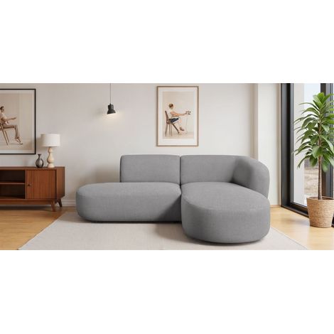 Ecksofa Designersofa BABETTE in Stoff Lins Grau Ottomane Rechts