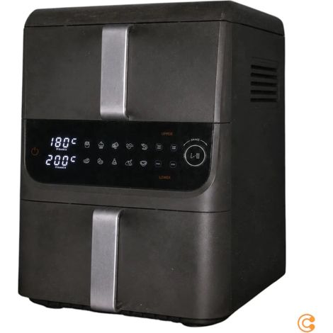 [NEUWERTIG] B-Ware Gourme Tmaxx Heißluftfritteuse Fritteuse Airfryer Doppelkammer Anthrazit 10 Liter