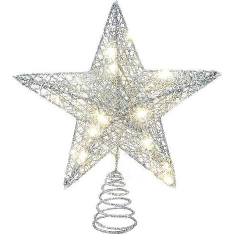 Étoile LED pour Sapin de Noël – Cime lumineuse argentée, topper lumineux, décoration festive pour toutes tailles de sapins (1/5)