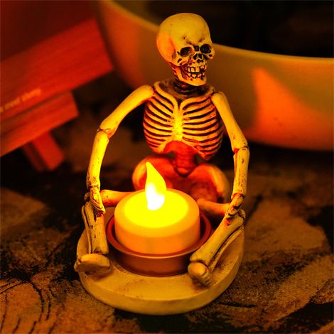 Candle Tray - Resin Witch And Skeleton Decoration - Halloween Desktop Ornament - Indoor Party Decor - 2 Pieces (1/5)