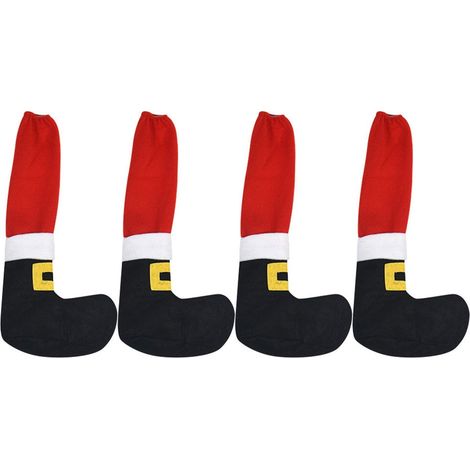 Chaussettes Pour Pieds De Chaise - Protection Sol - Design Père Noël - 18 x 8,5 x 37 cm - Lot De 4 (1/5)
