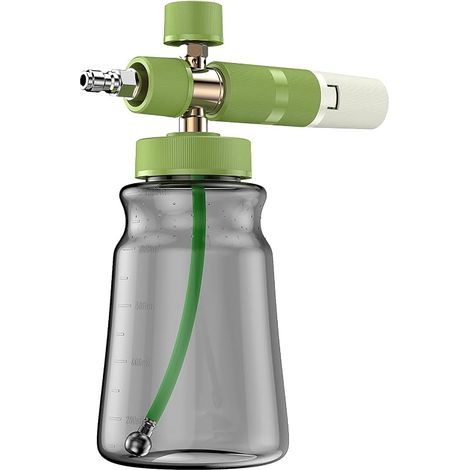 Canon a Mousse Voiture à Raccord Rapide 1/4", Lance à Mousse avec Noyau en Laiton, Bouteille Antidérapante 1L, Démontage Sans Outil, Buse Réglable, Bouton d’Écume pour Nettoyeur à Pression (1/5)