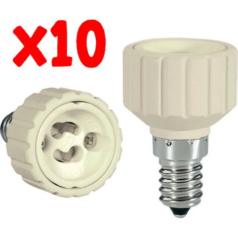 Adaptateur E14 Vers Gu10 Pour Spots, Blister De 10 Pièces, Convertisseur De Douille Pour Ampoules Led Et Halogènes, Tension Max. 240 V, 2 A (1/2)