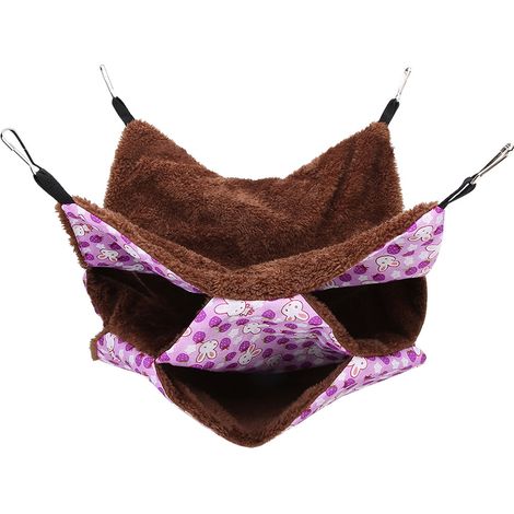 Hamac chaud à trois couches pour petit animal de compagnie, lit suspendu, sac de couchage pour Hamster, planeur de sucre, écureuils, violet (1/5)