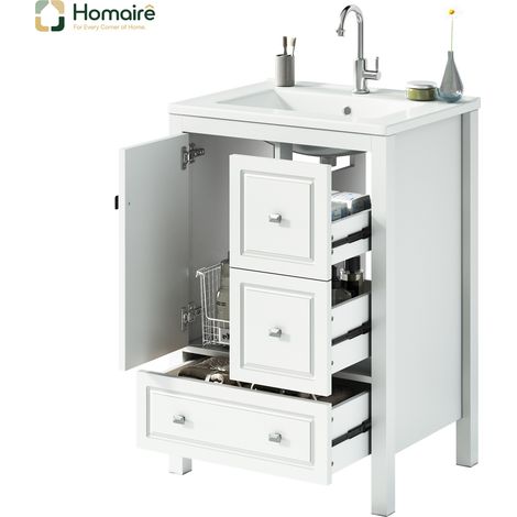 Flur- Garderobenschrank weiß aus MDF 62 x 47 x 90 cm HOMAIRE (1/5)