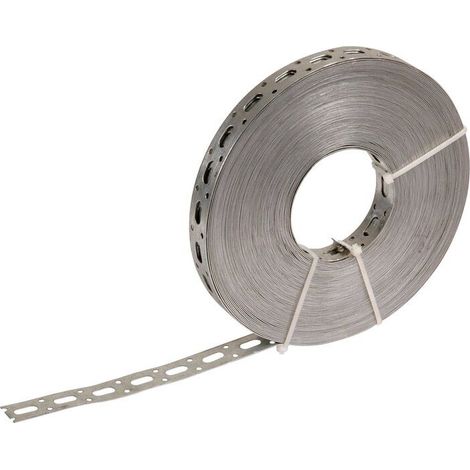 Bande perforée galvanisé 17 mm – Longueur 25 m – Pour fixation sur béton armé – Charge maximale 200 kg – Sélection
