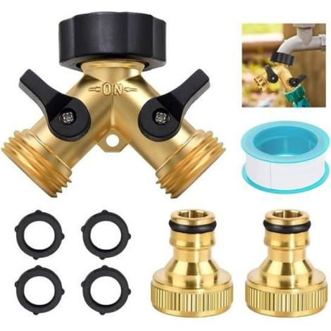 1 Raccord Y Laiton Double Sortie Robinet Jardin Arrosage Extérieur (1/3)