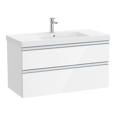 CONJUNTO MUEBLE THE GAP 1000X460 2 CAJONES + LAVABO PLUS CENTRADO BLANCO BRILLO
