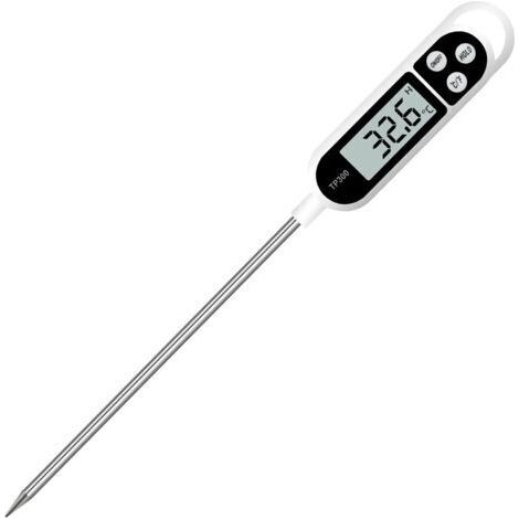 Digitales Küchenthermometer, Haushaltsthermometer, Ofenthermometer, Backthermometer, lange Sonde, Korrosionsschutz, °C / °F umschaltbar für Küche, Grill / Barbecue TR